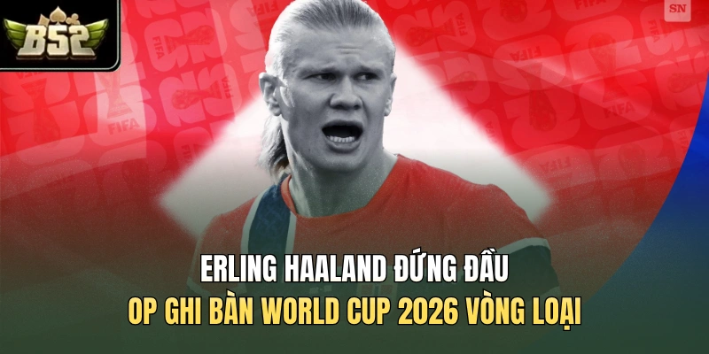 Erling Haaland đứng đầu top ghi bàn World Cup 2026 vòng loại